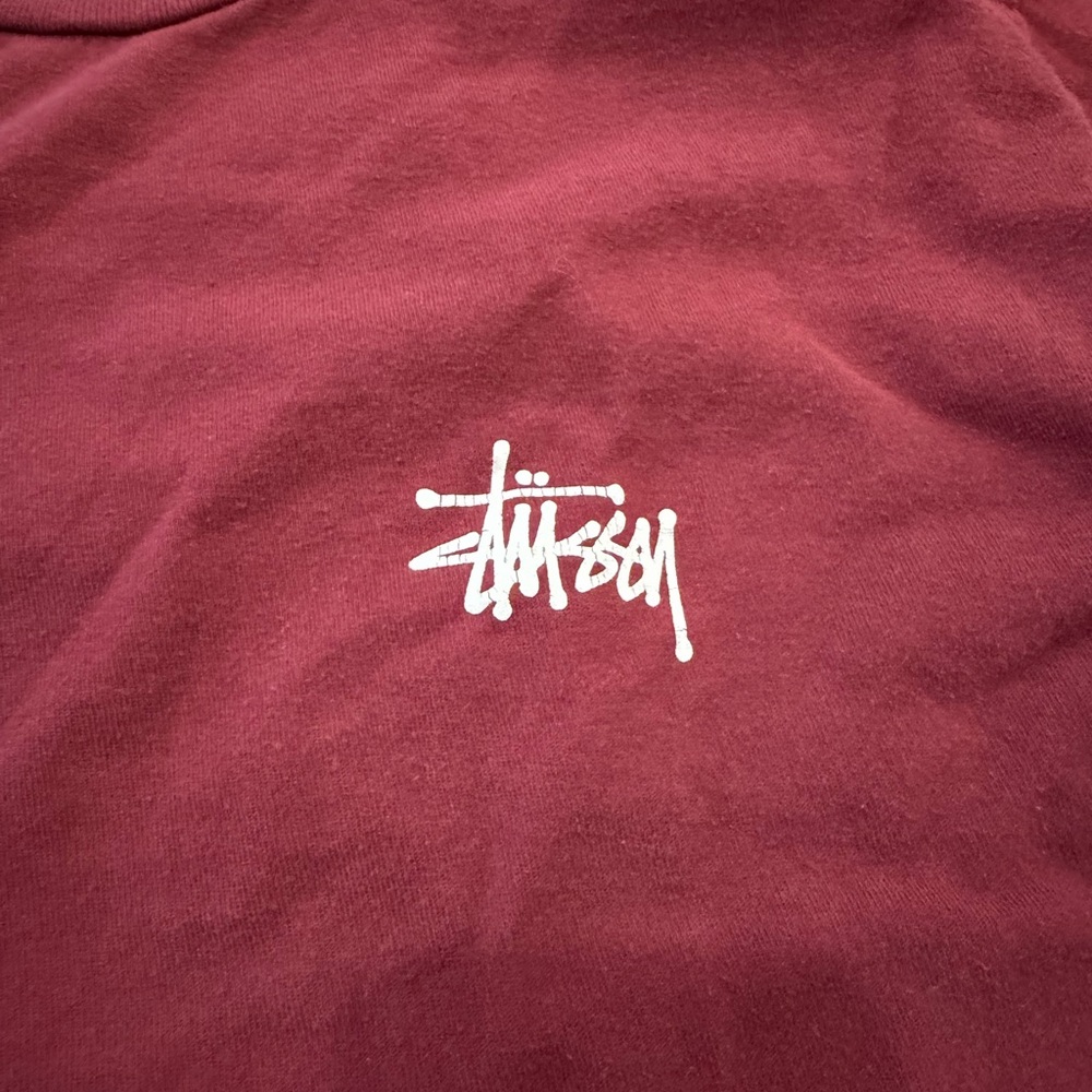 Vintage Stüssy Red Burgundy Long Sleeve Shirt M - Picture 4 of 5